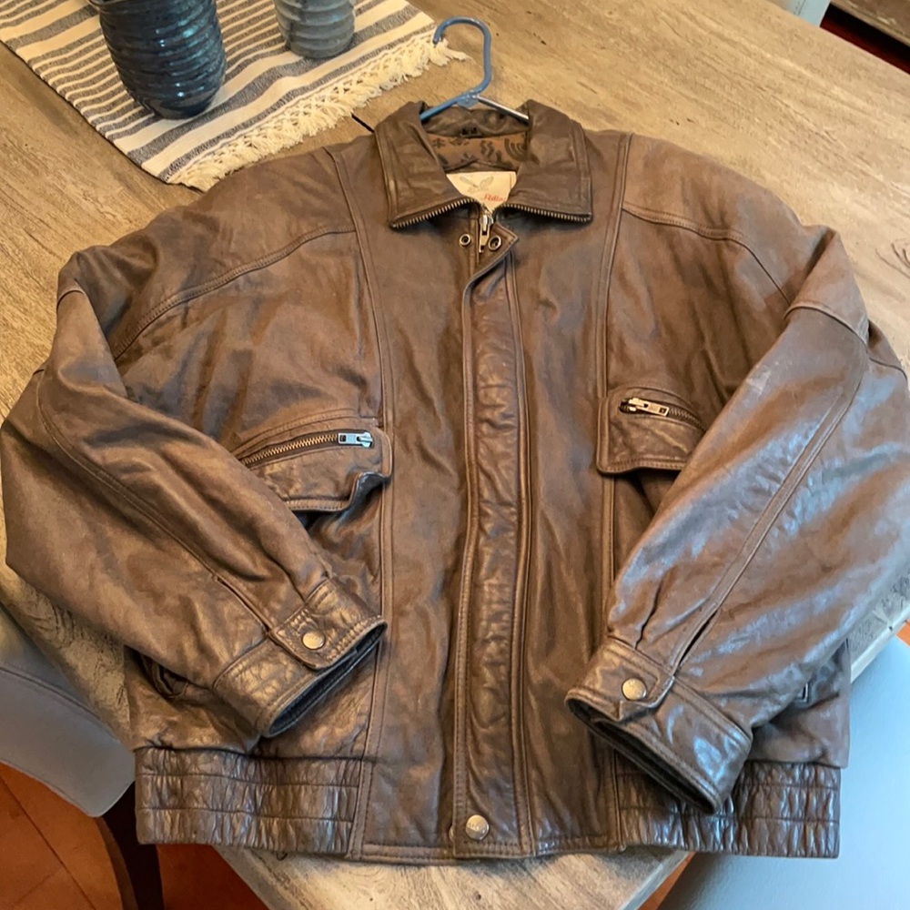 Men’s brown leather Large jacket